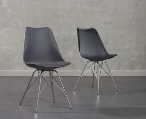 Casablanca Chrome Leg Dark Grey Faux Leather Chairs (Pair)