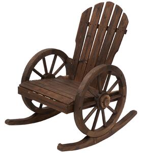 Outsunny Wooden Adirondack Rocking Chair Reclining Armchair Outdoor Garden Furniture Patio Porch Rocker - Carbonized Wood Colour