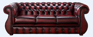 Chesterfield 3 Seater Antique Oxblood Leather Sofa Bespoke In Kimberley Style