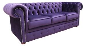 Chesterfield 3 Seater Malta Amethyst Purple Real Velvet Sofa In Classic Style