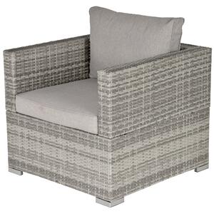 Outsunny Outdoor Patio Furniture Single Rattan Sofa Chair Padded Cushion All Weather for Garden Poolside Balcony Grey