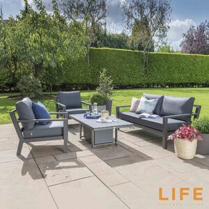LIFE Outdoor Living Timber Lounge Set with Height Adjustable Table