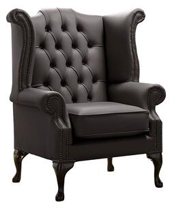 Chesterfield High Back Wing Chair Shelly Havannah Brown Leather Bespoke In Queen Anne Style