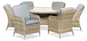 Wentworth Outdoor 6 Seat 140cm Deluxe Rattan Garden Dining Set | Roseland Furniture