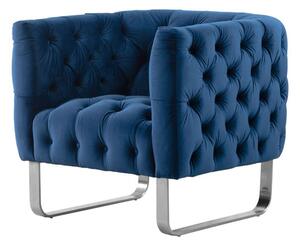 Grosvenor Armchair - Navy Blue - Brushed Silver
