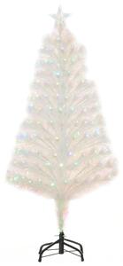 HOMCOM 4 Feet Prelit Artificial Christmas Tree with Fiber Optic LED Light, Holiday Home Xmas Decoration, White