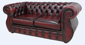 Chesterfield 2 Seater Antique Oxblood Leather Sofa Bespoke In Kimberley Style