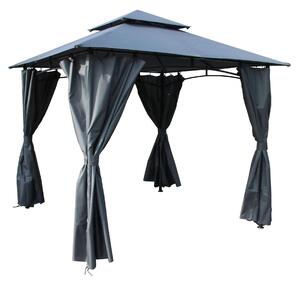 Grey 2.8m Waterproof Outdoor Garden Gazebo Shelter with Side Curtains