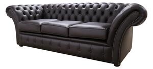 Chesterfield 3 Seater Contempo Dark Chocolate Leather Sofa Settee In Balmoral Style
