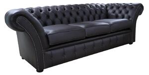 Chesterfield 3 Seater Contempo Dark Chocolate Leather Sofa Settee In Balmoral Style
