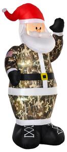 HOMCOM 8ft Christmas Inflatable Outdoor Santa Claus Saluting in Camouflage, Blow Up Yard Decoration Built-in LED Lights for Holiday Party Xmas Garden