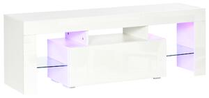 HOMCOM High Gloss TV Stand Cabinet with LED RGB Lights and Remote Control for 43"/50"/55" TV Media TV Console Table with Storage Drawer and Shelf