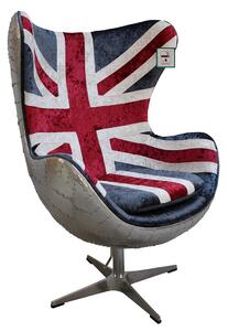 Union Jack Aviator Retro Swivel Egg Chair In Soft Real Velvet