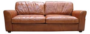 Mikado 3 Seater Vintage Retro Distressed Tan Real Leather Sofa