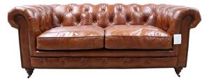 Earle Grande Chesterfield 2 Seater Vintage Tan Real Leather Sofa