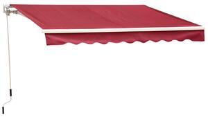 Outsunny Garden Patio Manual Retractable Sun Shade Patio Awning Outdoor Deck Canopy Shelter, 2.5mx2m (Dark Red)