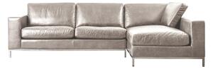 Cortina Leather Chaise Sofa in Grey