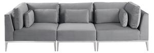 Cassie Three Seat Sofa – Dove Grey – Stainless Steel Base