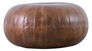 Bailey Round Leather Pouffe in Brown