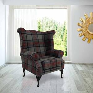 Chesterfield High Back Wing Chair Wool Tweed Benningborough Graphite In Queen Anne Style