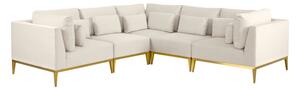 Cassie Large Corner Sofa – Chalk – Brushed Brass Base