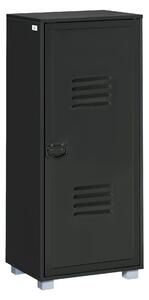 HOMCOM Modern 2-Tier File Cabinet, Storage Organizer with Metal Louvred Door for Living Room, Study, Playroom, Black