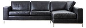 Cortina Leather Chaise Sofa in Black