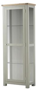 Padstow Grey Glass Display Cabinet, Adjustable Shelves | Solid Wood