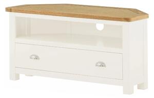 Padstow White Corner TV Stand, Screen Sizes Up To 46" | Oak