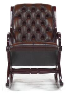 Chesterfield York Slipper Rocking Armchair Antique Brown Real Leather