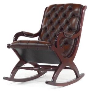 Chesterfield York Slipper Rocking Armchair Antique Brown Real Leather