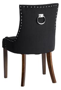 Torino Dining Chair with Back Ring - Black Velvet - Legs in Walnut finish