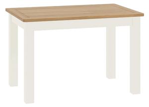 Padstow White Small Dining Table, W:120cm, Solid Wood | Oak Top