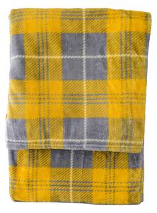 Jericho Checked Flannel Throw in Silver and Mustard