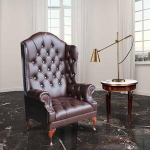 Chesterfield Scarface Chair CRYSTAL­LIZED High Back Wing Chair Antique Brown Real Leather
