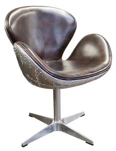 Aviator Swan Chair Vintage Distressed Tobbaco Brown Real Leather