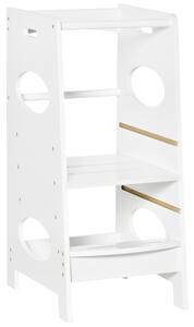 HOMCOM Kids Step Stool Toddler Kitchen Stool Learning Tower with Adjustable Standing Platform for Kids Kitchen Counter White