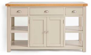 Padstow Grey Painted Large Kitchen Island, Oak with Granite Top