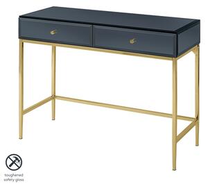 Stiletto Black Glass and Brass Console Table