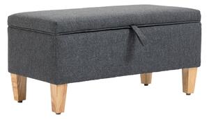 HOMCOM Linen Storage Ottoman Padded Footstool with Rubberwood Legs Ideal for Toy Box, Bed End, Shoe Bench, Seating