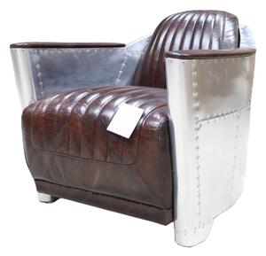 Aviator Vintage Rocket Tub Chair Distressed Tobacco Brown Real Leather