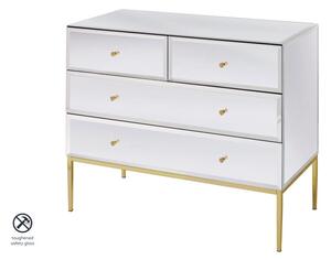 Stiletto White Glass and Brass Chest of Drawers