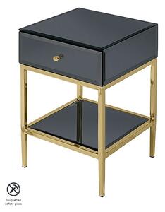 Stiletto Black Glass and Brass Side Table