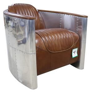 Vintage Aviator Pilot Distressed Tan Real Leather Chair