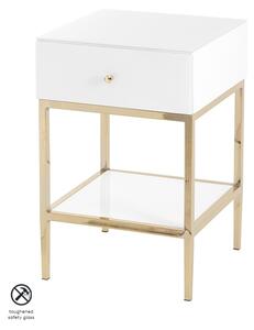 Stiletto White Glass and Brass Side Table