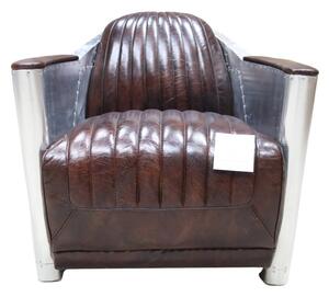 Aviator Vintage Rocket Tub Chair Distressed Tobacco Brown Real Leather