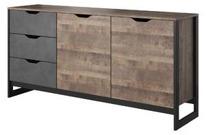 Ezra Rustic Wooden Large Sideboard Cabinet | Industrial 3 Drawer Chest for Living Room or Bedroom | Roseland Furniture