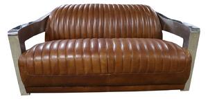 Aviator Handmade Vintage Retro 2 Seater Sofa Distressed Tan Real Leather