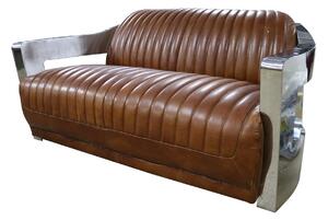 Aviator Handmade Vintage Retro 2 Seater Sofa Distressed Tan Real Leather