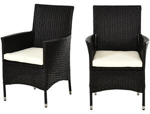 Outsunny Rattan Armchair Duo: Deep Coffee Garden Patio Seating with Cushions